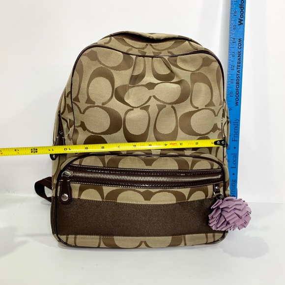 SOLD Coach Signature Brown Beige Canvas Backpack - Picture 11 of 13